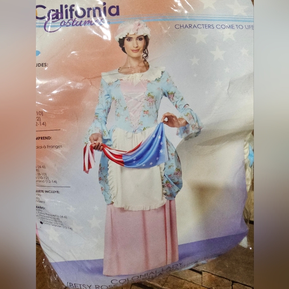Colonial Betsy Ross Women's Costume - Blue and Pink Size Extra Large - Picture 3 of 6